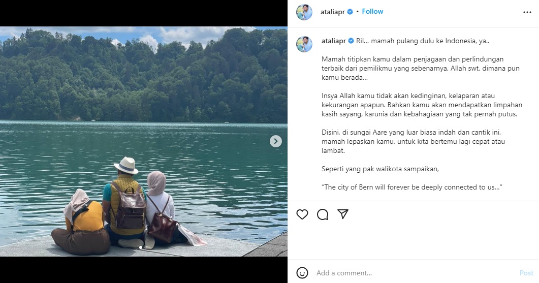 Atalia Praratya pamit pulang ke Indonesia meski Emmeril Kahn Mumtadz belum ditemukan.