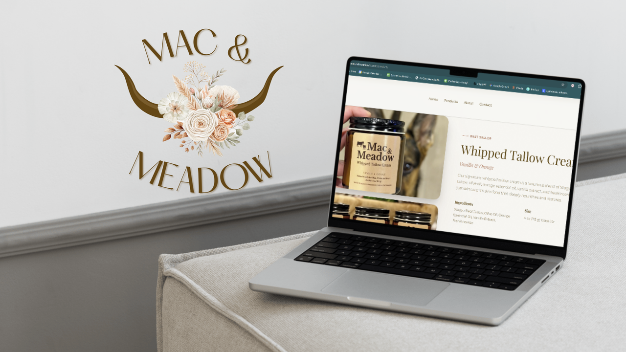 E-commerce website design for Mac & Meadow Co., a natural Wagyu tallow skincare brand
