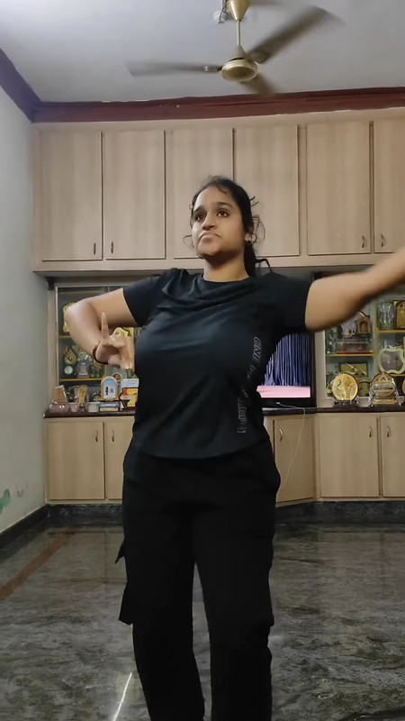 Tamil Cubby Girl Huge Jiggling Boobs in tight black shirt mp4 snapshot