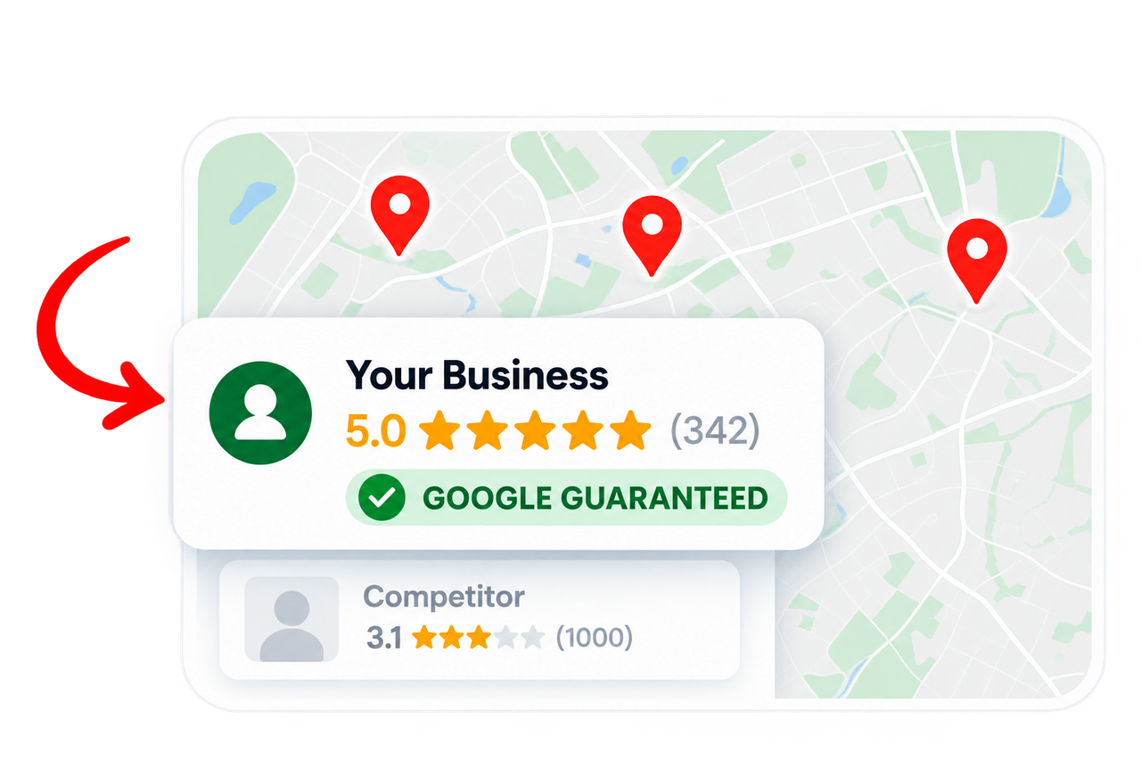 Google Maps listing showing your business ranked above competitors