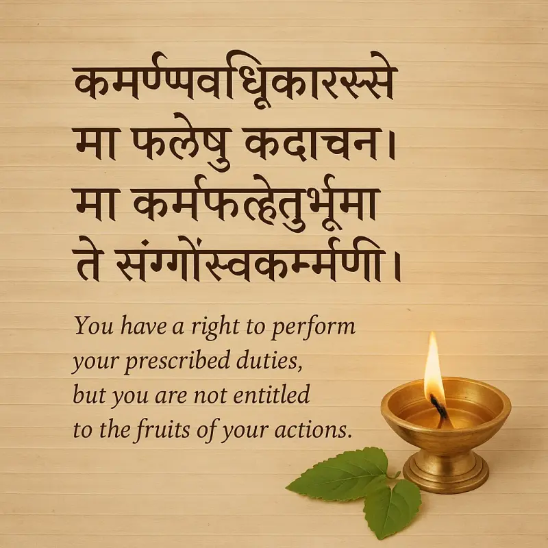Sanskrit quote from Ashtanga Hridaya with traditional Ayurvedic background.