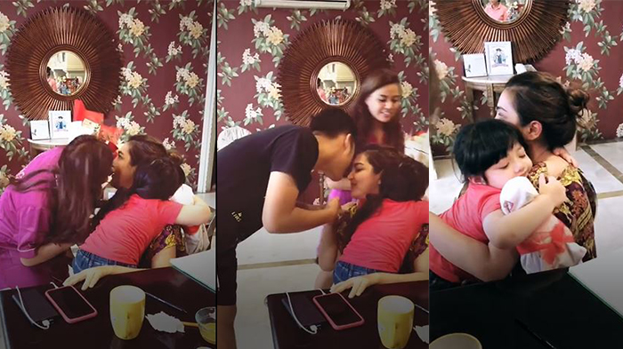 Aurel, Azriel dan Arsy saat ucapkan selamat Hari Ibu ke Ashanty.