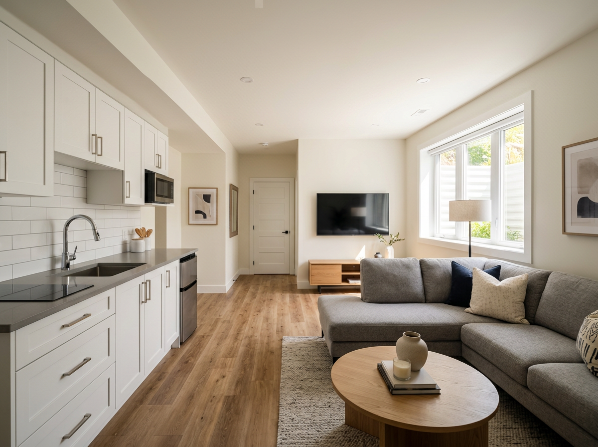 Renovated living space by Quick Reno & Demo Constructions