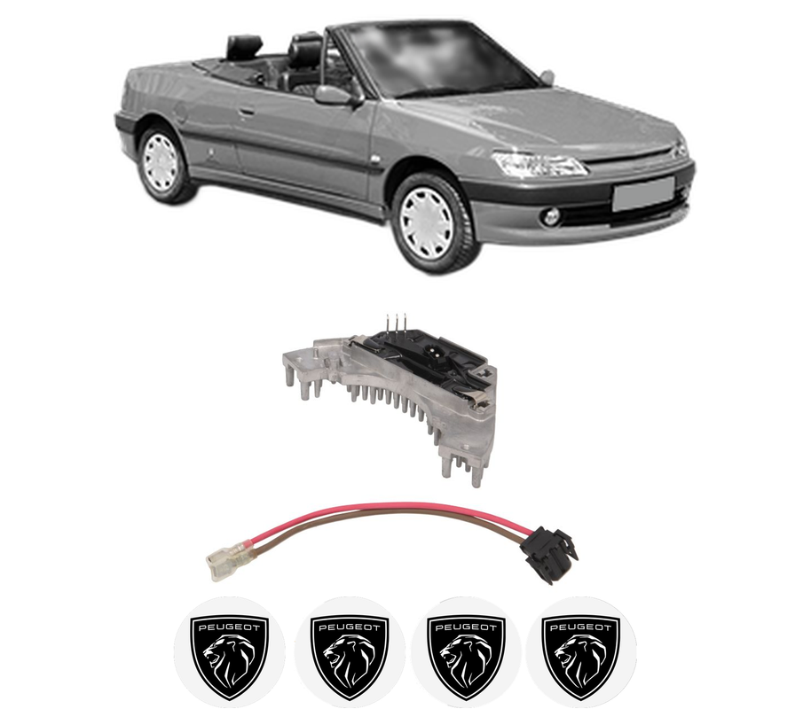 Rezistenta trepte ventilator aeroterma PEUGEOT 306 Convertible (7D, N3, N5) din 1994-2002, rezistor ventilator habitaclu auto, 4x Stickere Auto cu PEUGEOT