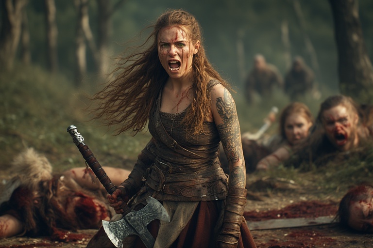 Viking-girl-holding-norse-axe-(9)