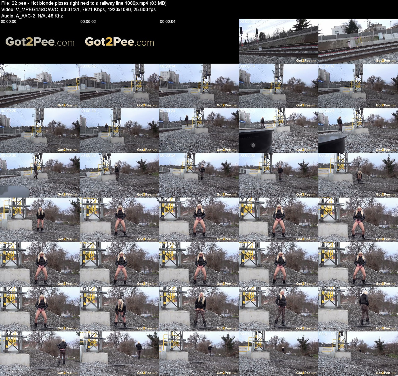 22 pee Hot blonde pisses right next to a railway line 1080p