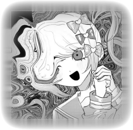 A grayscale image of K-angel from needy streamer overload.