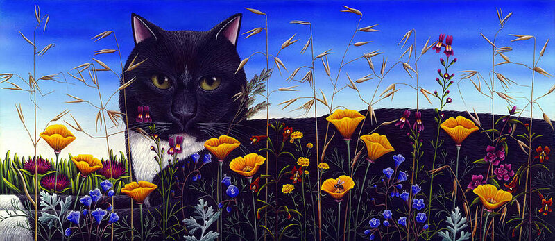 32-cat-in-flower-field-carol-wilson