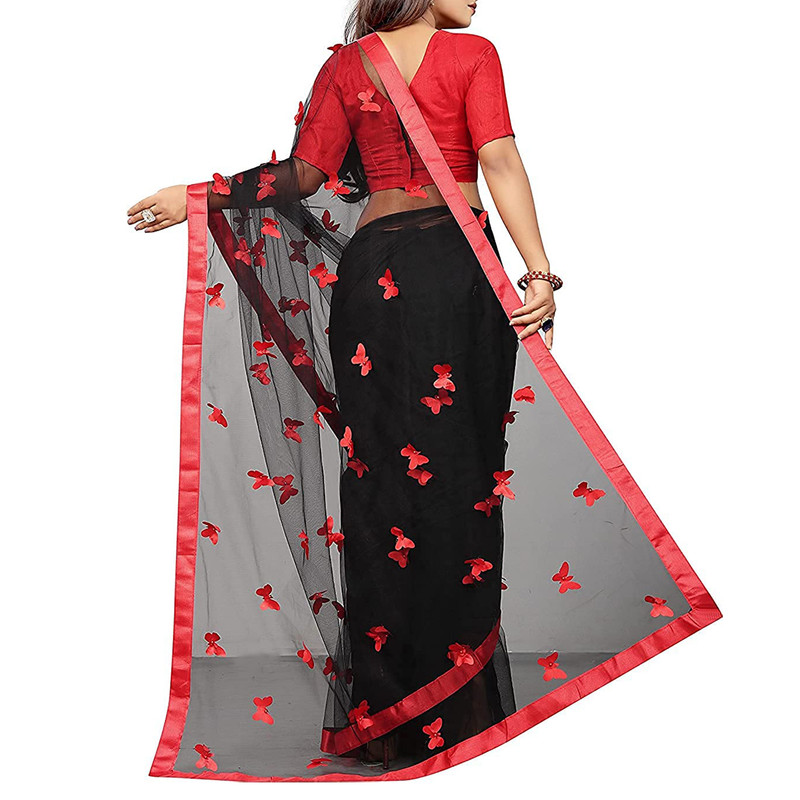 Women's Embroidered Fashionable Butterfly Pattern Saree Top Bolywood Readywear - Picture 8 of 33