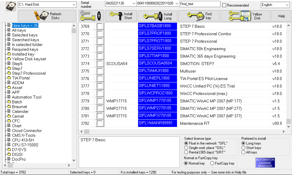 Simatic  Keys