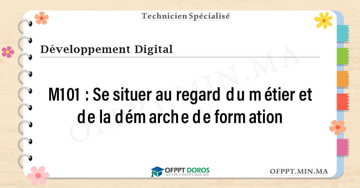 Sommaire détaillé du cours Se situer au regard du métier et de la démarche de formation M101 OFPPT - Structure du module