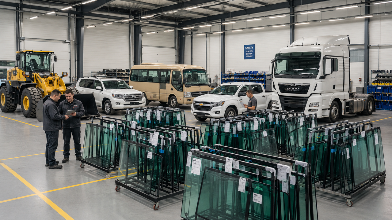 Professional auto glass services and windshield inventory for trucks and vehicles