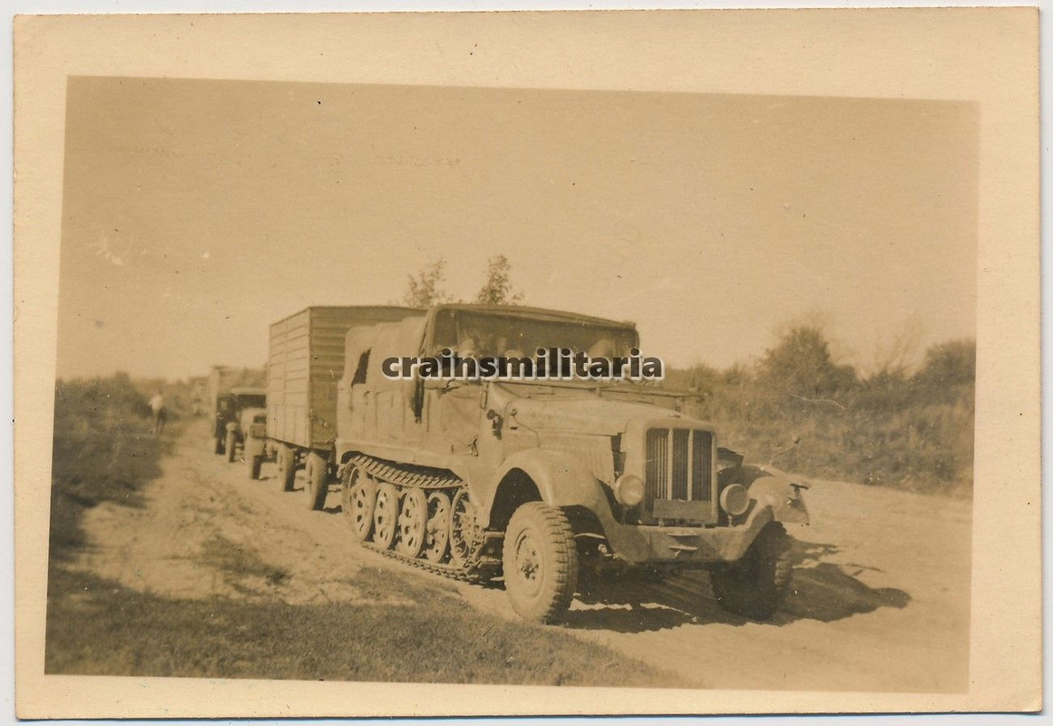 Orig. Foto SdKfz 6 Halbkette Zugmaschine m. Anhä