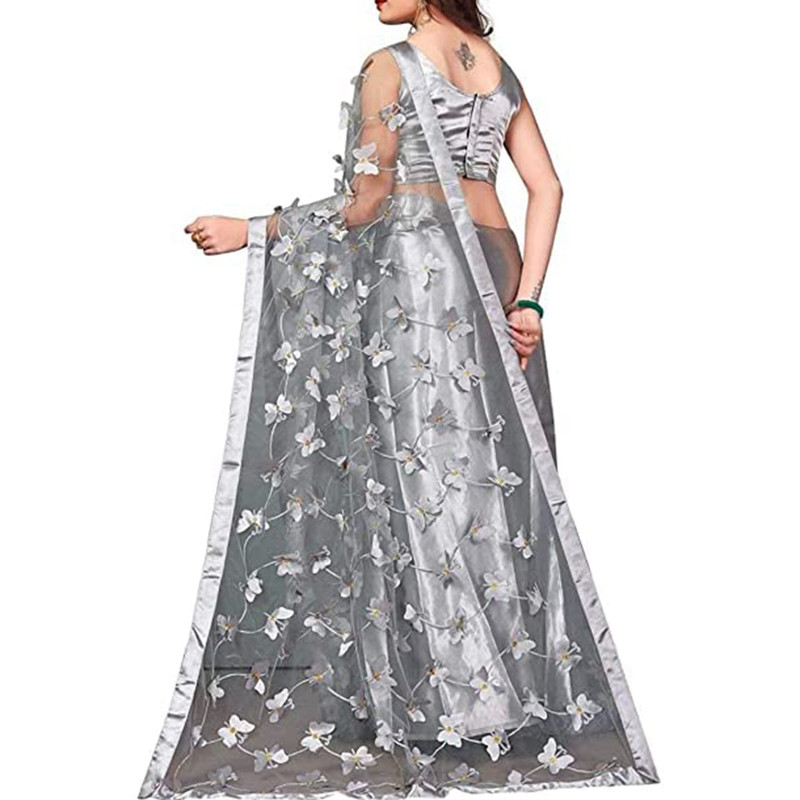 Sarí de mariposa para mujer con pieza de blusa elegante diseñador sari para ropa étnica - Imagen 14 de 48