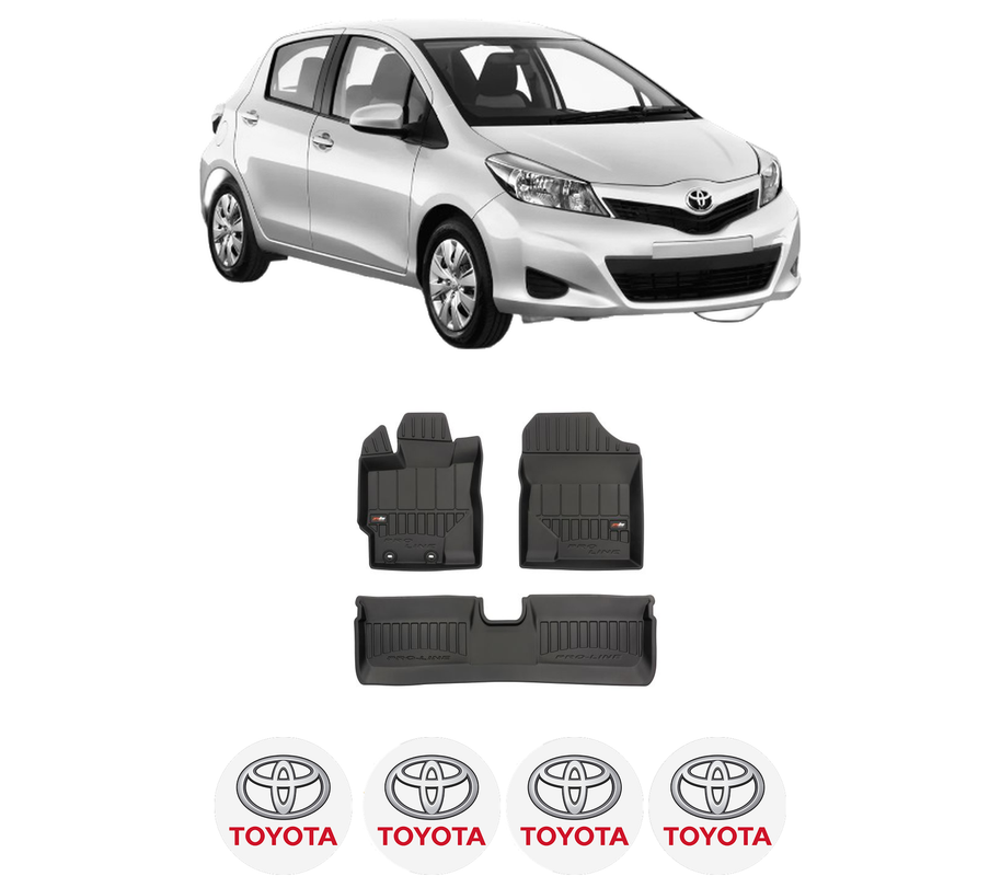 Set covorase presuri TOYOTA YARIS (_P13_) din 2010-2020, auto, din cauciuc thermoplastic, 4 Stickere auto cu TOYOTA