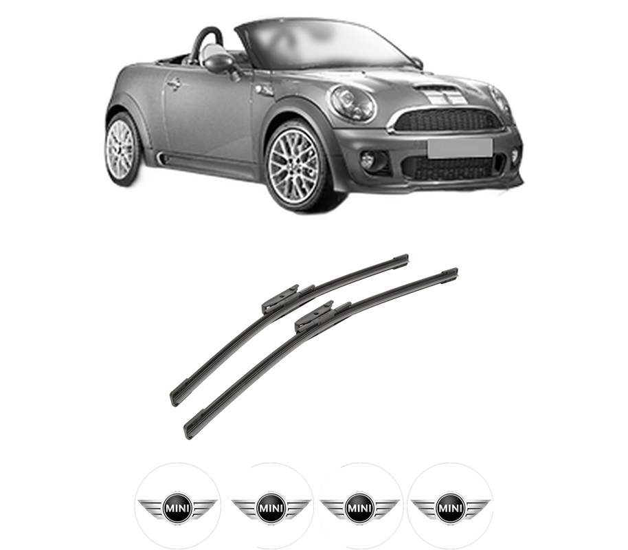 Set stergatoare auto MINI MINI Roadster (R59) din 2011-2015, pentru parbriz auto, 2 bucati, Bosch Aerotwin, din cauciuc siliconat rezistent, 4 Stickere Auto MINI