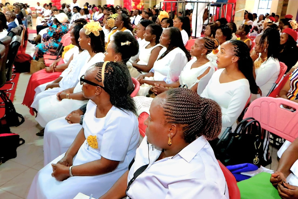 A group of women in fellowship at church.