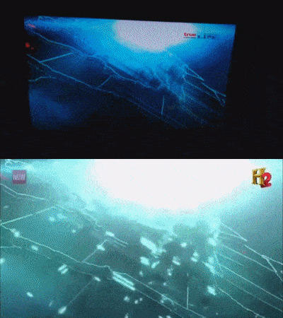 GIF of the end of America Unearthed's opening with the title missing in the local telecast