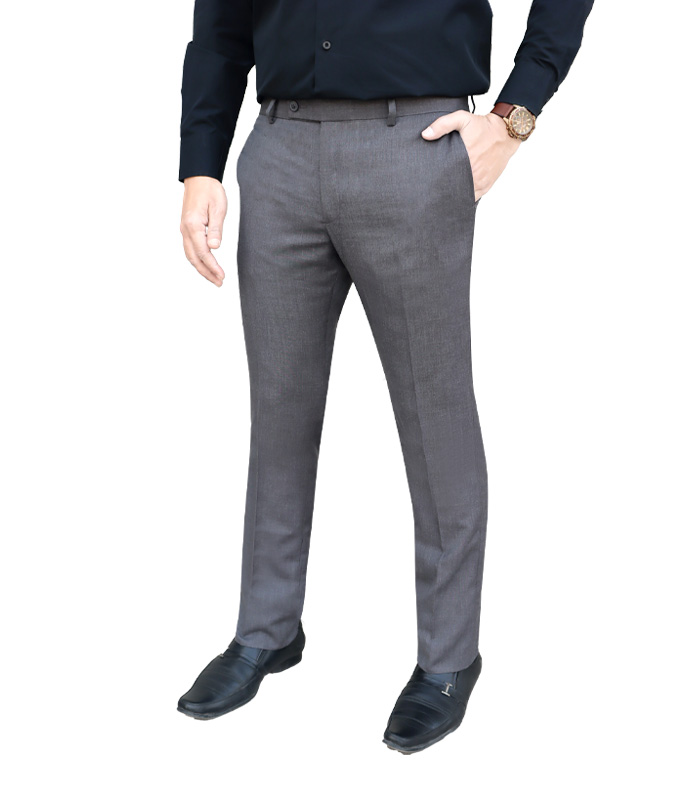 Men’s Formal Trouser Slim Fit Plain Front Cross Pocket Color: E/W (GREY)