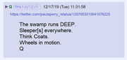 PARTIAL SCREENSHOT OF Q POST >>7535097 12-17-19 The swamp runs DEEP.  Sleeper[s] everywhere. Think c