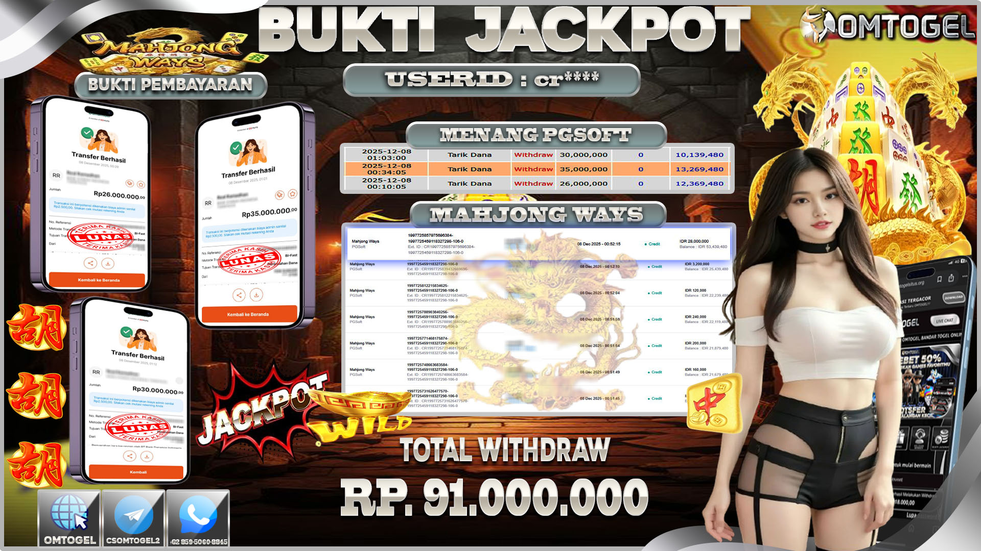 OMTOGEL JACKPOT PGSOFT MAHJONG WAYS ,91 JUTA DI BAYAR LUNAS ,-