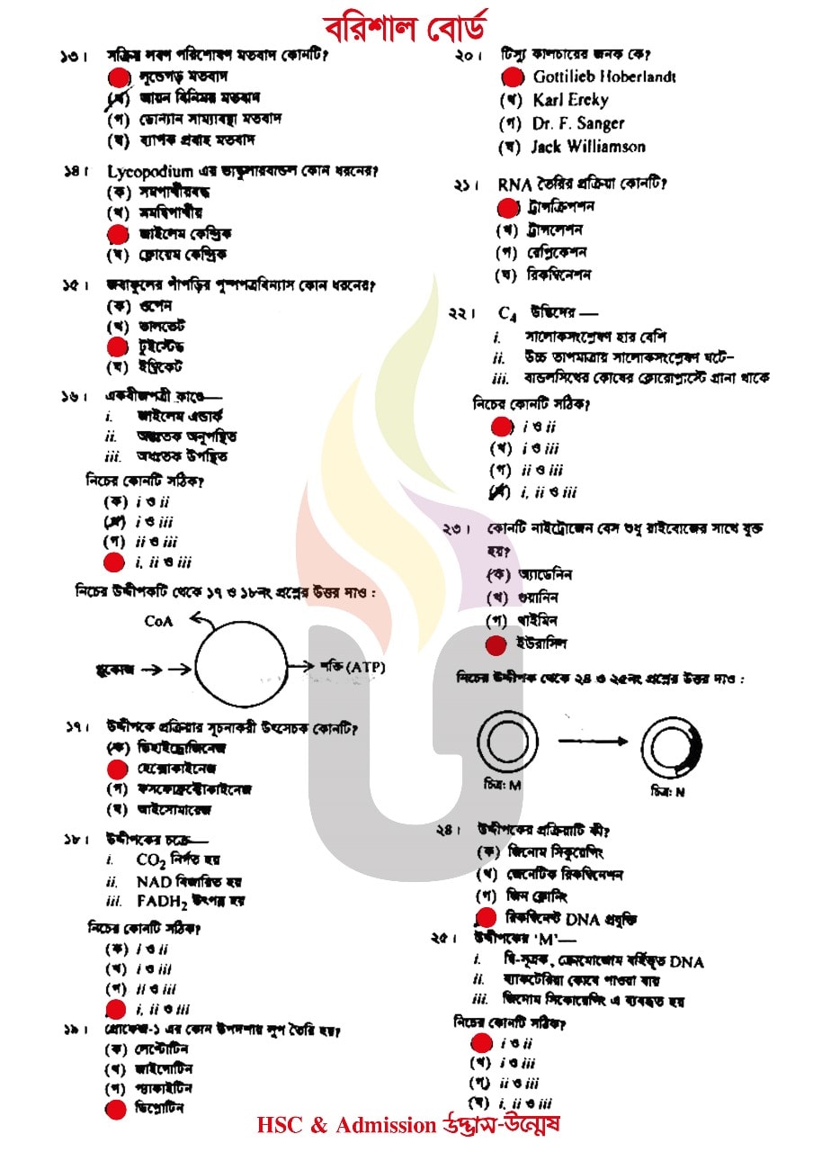 HSC Biology 1st Paper MCQ Questions and Answers 2023 PDF Download All ...