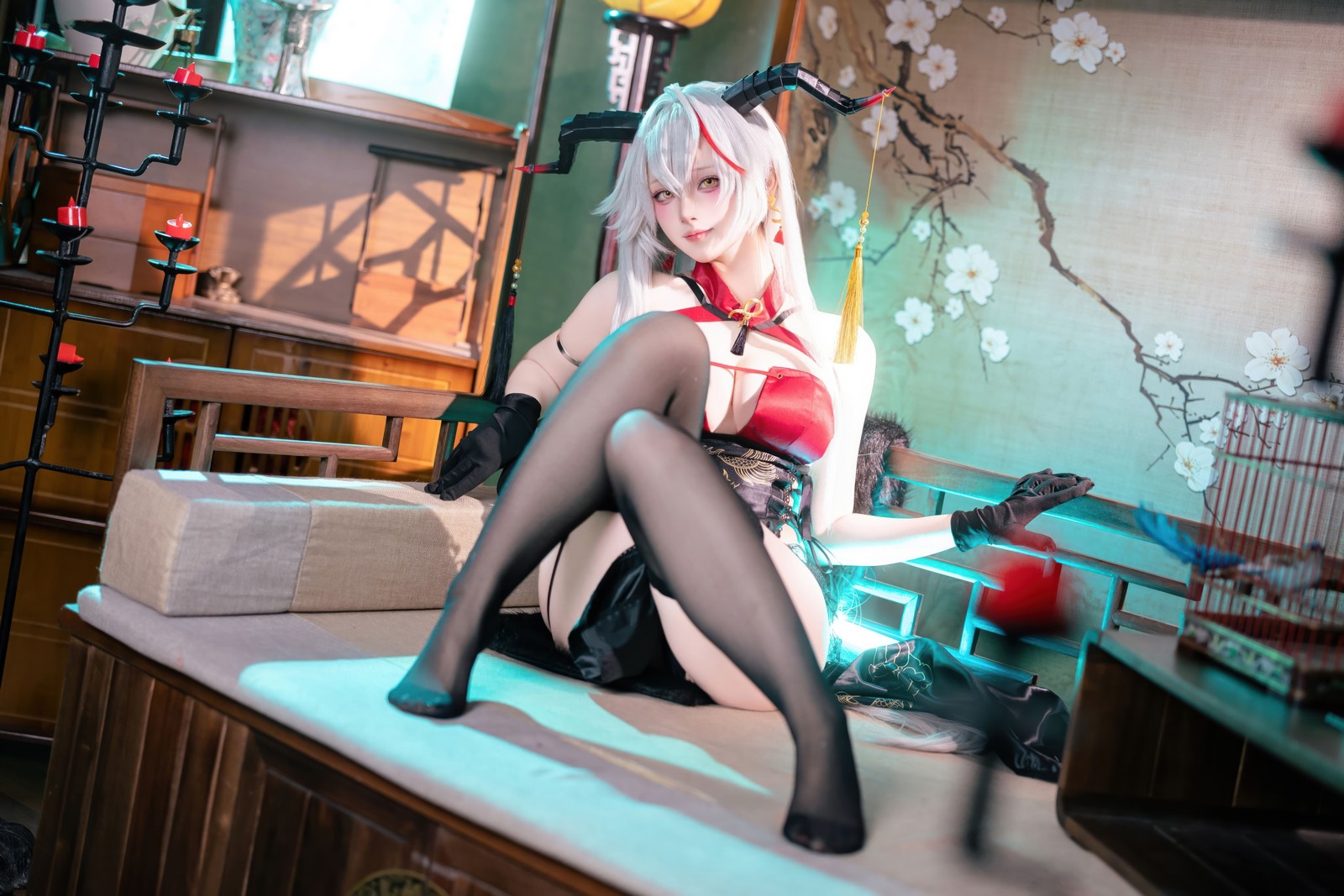 屿鱼 Yuyu 碧蓝航线 埃吉尔 旗袍 Cosplay 写真图集（50P｜990MB）插图9