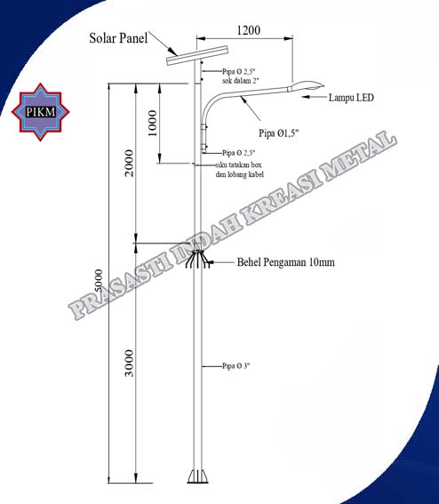 Tiang Lampu Jalan Pju Oktagonal Antik Solar Cell