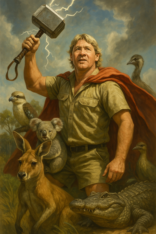 20250526_0716_Steve Irwin's Thunderous Defense_simple_compose_01jw688qb0e2qsg0bye3a4m3dp