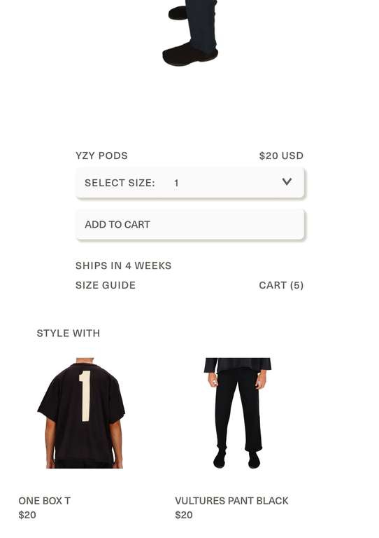 Yeezy Store: Todos los artículos en $20 USD + Envío 
