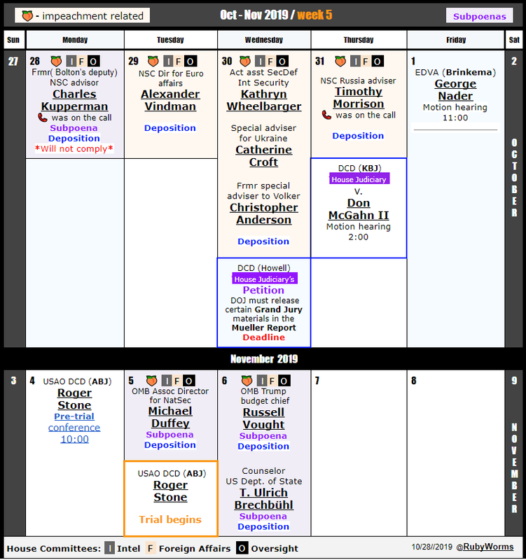 Handy, colorful calendar re depositions, motion hearings, trials, etc