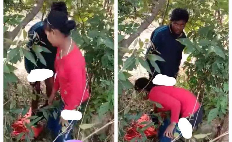 Village couple caught in jungle outdoor fun