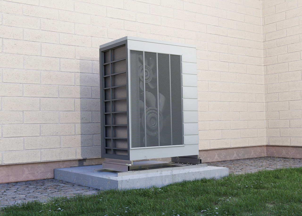 close up heat pump outside home (8)