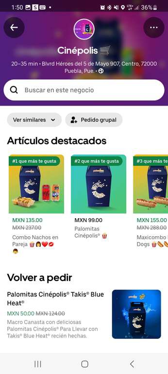 UberEats Cinepolis: Recopilación de ofertas