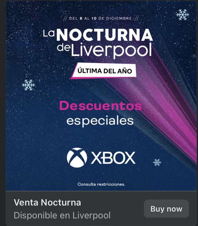 Liverpool: Última venta nocturna 2023 8-10 de Diciembre 
