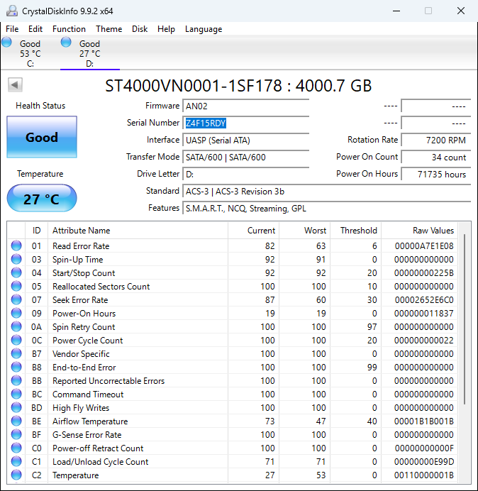 Crystal Disk Info Z4F15RDY