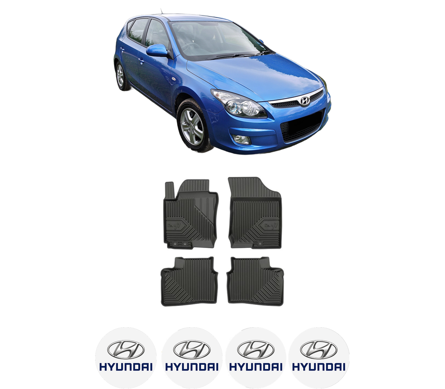Set covorase presuri HYUNDAI i30 (FD) din 2007-2011, auto, din cauciuc thermoplastic, 4 Stickere auto cu HYUNDAI