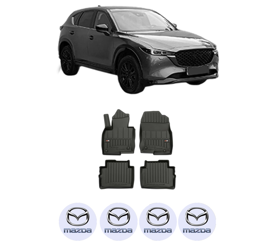 Set covorase presuri MAZDA CX-5 (KF) din 2016-2022, auto, din cauciuc thermoplastic, 4 Stickere auto cu MAZDA