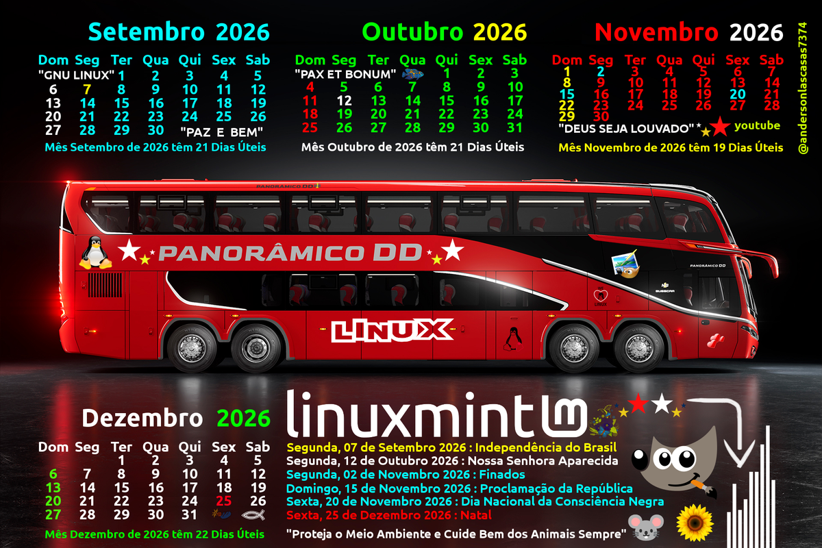 Busscar DD Panoramico NB1 Lateral Direita Calendarios SOND 2026 Extra Promo Gimp Linux 1920x1280