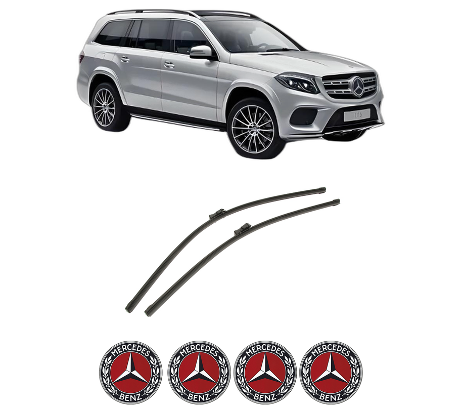 Set stergatoare auto MERCEDES-BENZ GLS (X166) din 2015-2019, pentru parbriz auto, 2 bucati, Bosch Aerotwin, din cauciuc siliconat rezistent, 4 Stickere Auto MERCEDES-BENZ