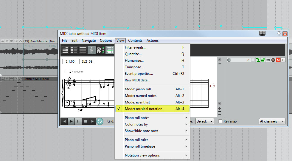 нотация в reaper