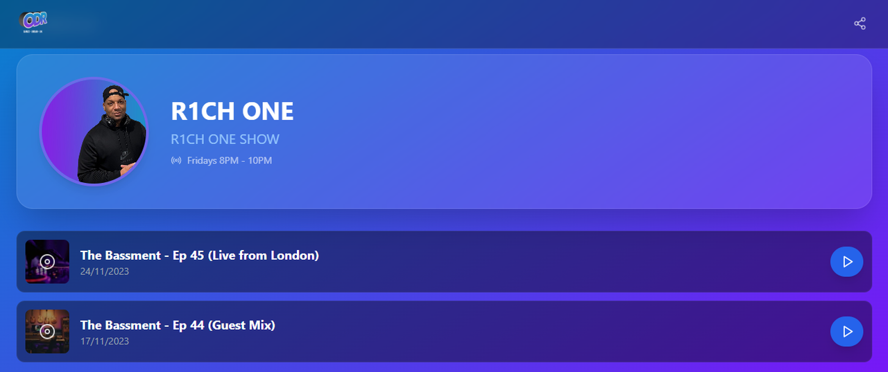 Radio rewind platform demo screenshot