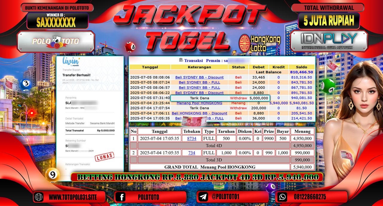 POLOTOTO JACKPOT TOGEL HONGKONG LOTTO Rp.5.000.000,-