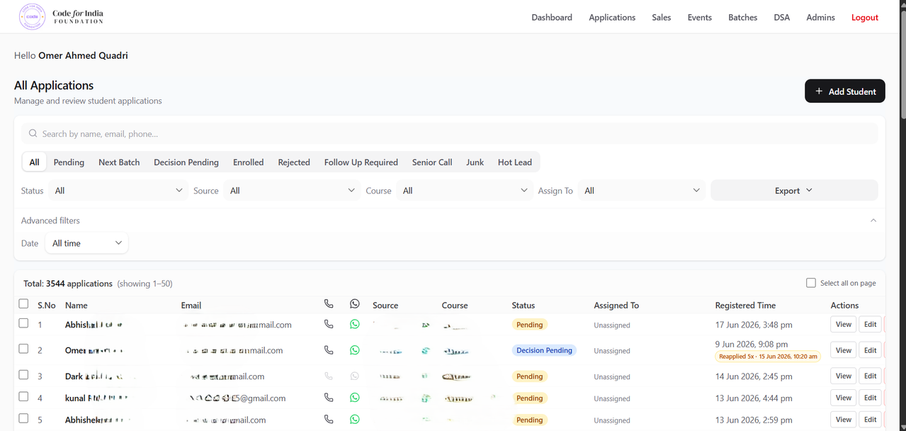 CRM screenshot