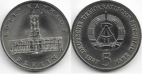 Conmemorativas aus dem osten: Marcos de la DDR 5-mark-1986-9-94g-X-5-mark-X