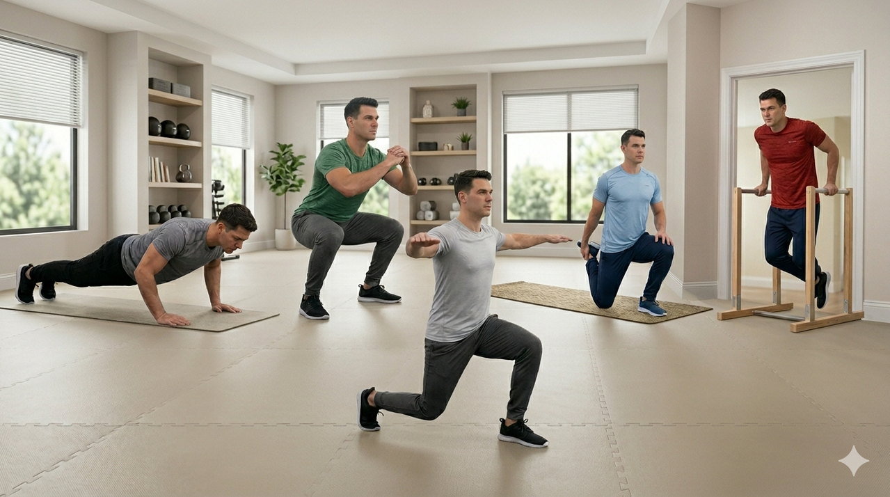 Dynamic warm-up exercises for injury prevention including leg swings, arm circles, torso twists, and walking lunges