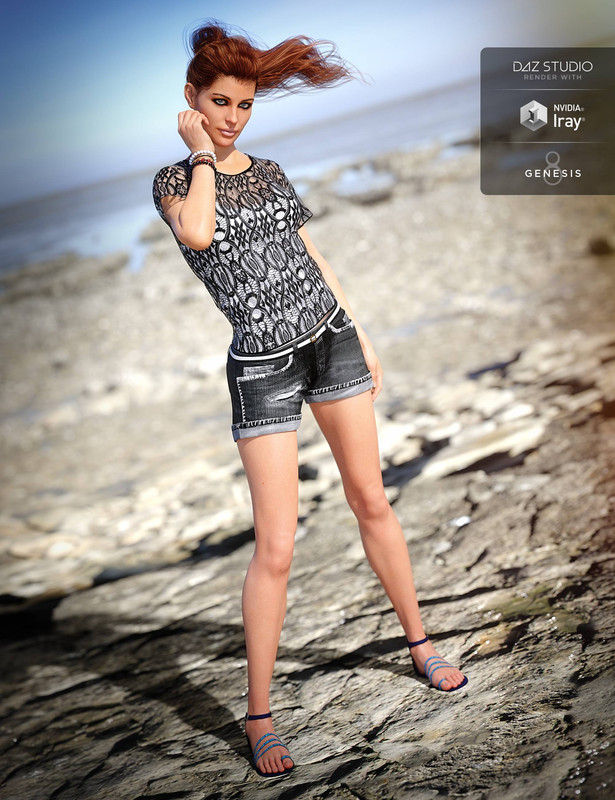 Boho Shorts Outfit for Genesis 8 Female(s)