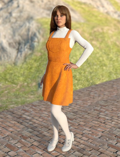 dForce Corduroy Jumper Outfit for Genesis 8 Female(s) 