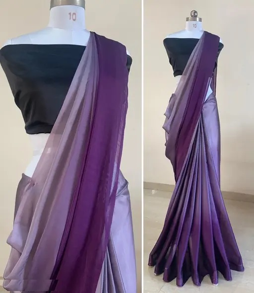 Two-Tone Georgette Purple Saree With Blouse (R102)