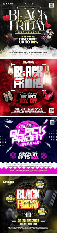 Modern Black Friday Sale - Social Media Posts PSD Templates